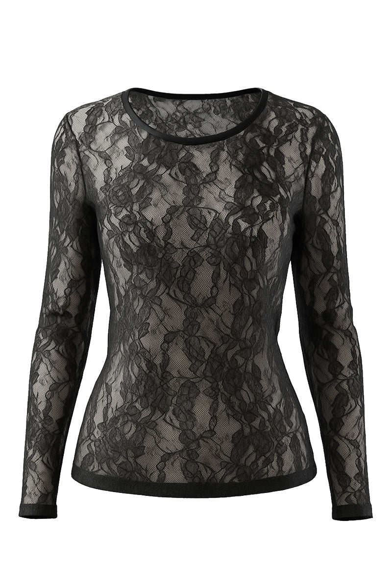 Maglia sottogiacca da donna 305 in lace - Manica lunga e girocollo
