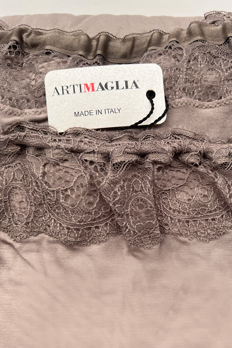 Blusa donna 334 in viscosa - Manica lunga e pizzo leggero