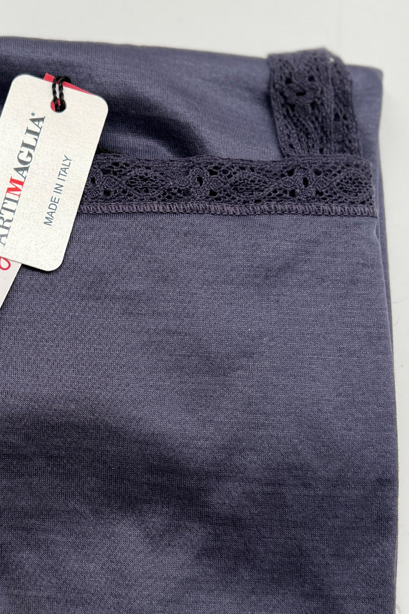 Canotta da donna 380 in jersey di cotone - Arricchita da pizzo elastico e balzina in macramé
