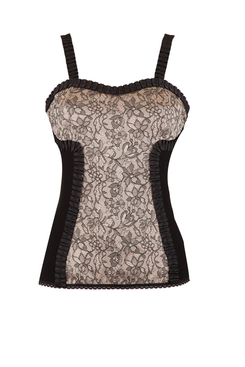 Corsetto da donna 401 in cotone filoscozia - Nastro plissetato in gros grain