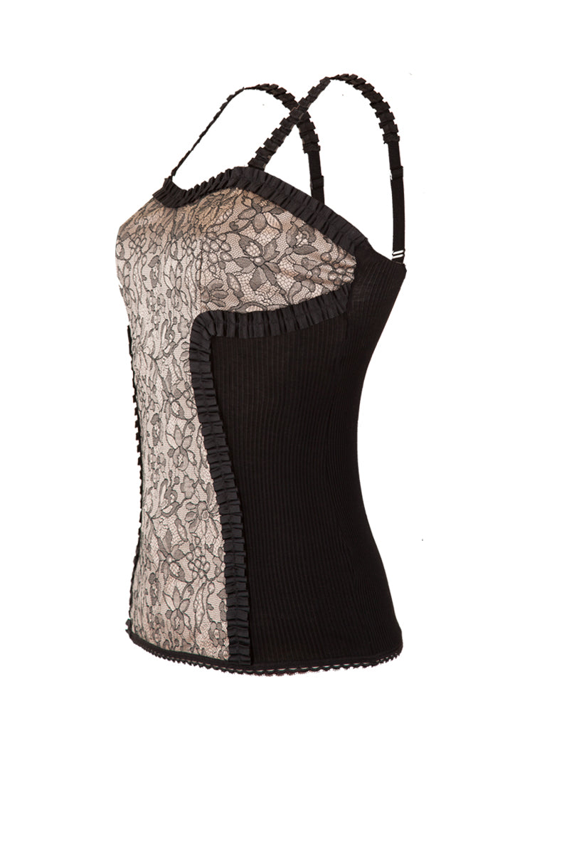 Corsetto da donna 401 in cotone filoscozia - Nastro plissetato in gros grain