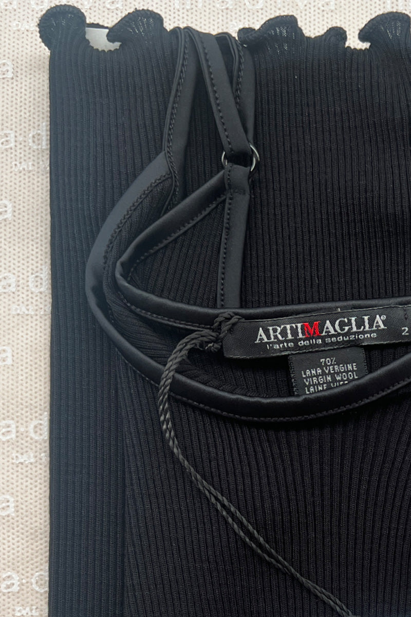 Canotta da donna 439 01 in lana seta - Spallina con regolatore e bordatura in raso extra soft