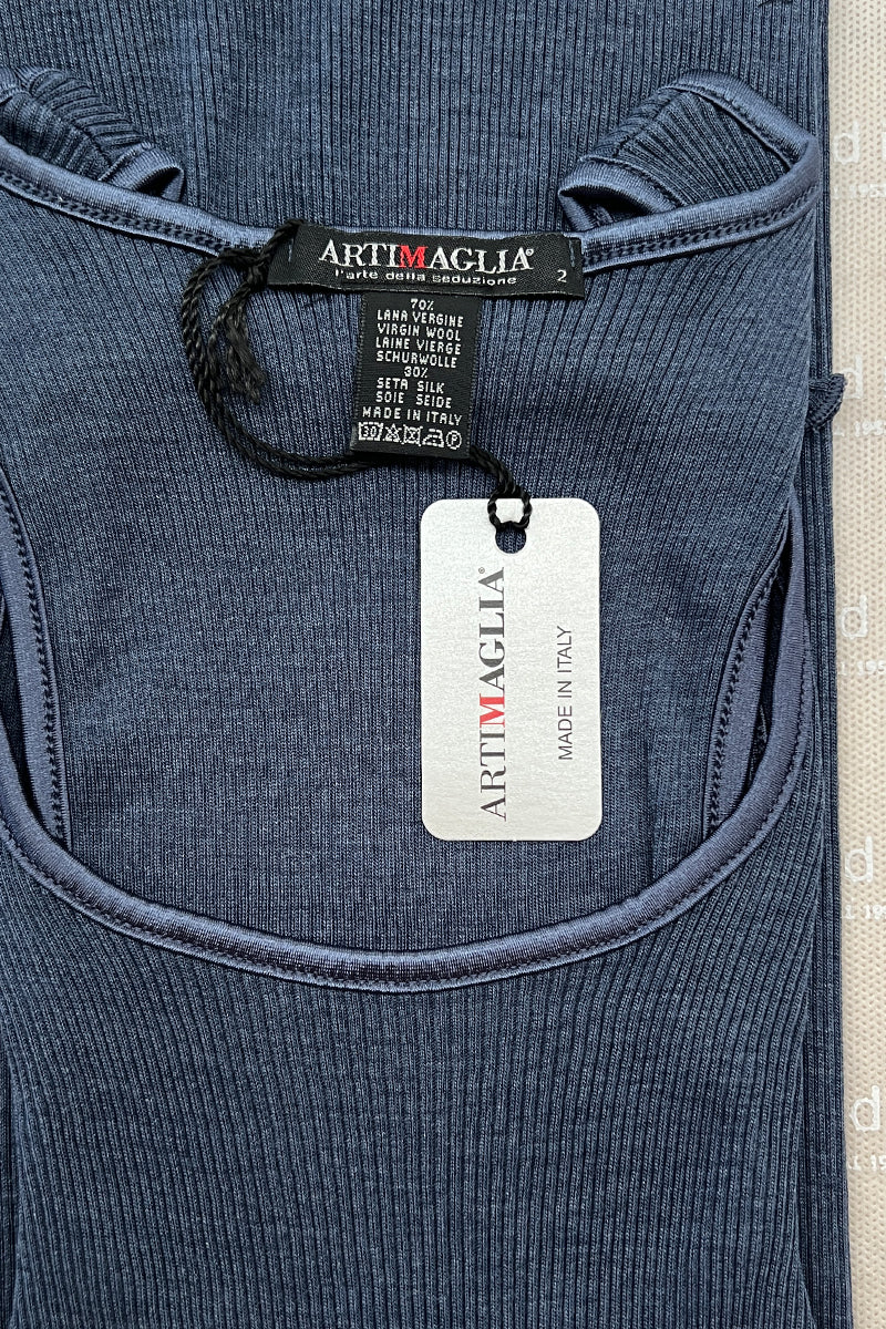 Canotta da donna 439 02 in lana seta - Spalla larga e bordatura in raso extra soft ESCLUSIVA ONLINE