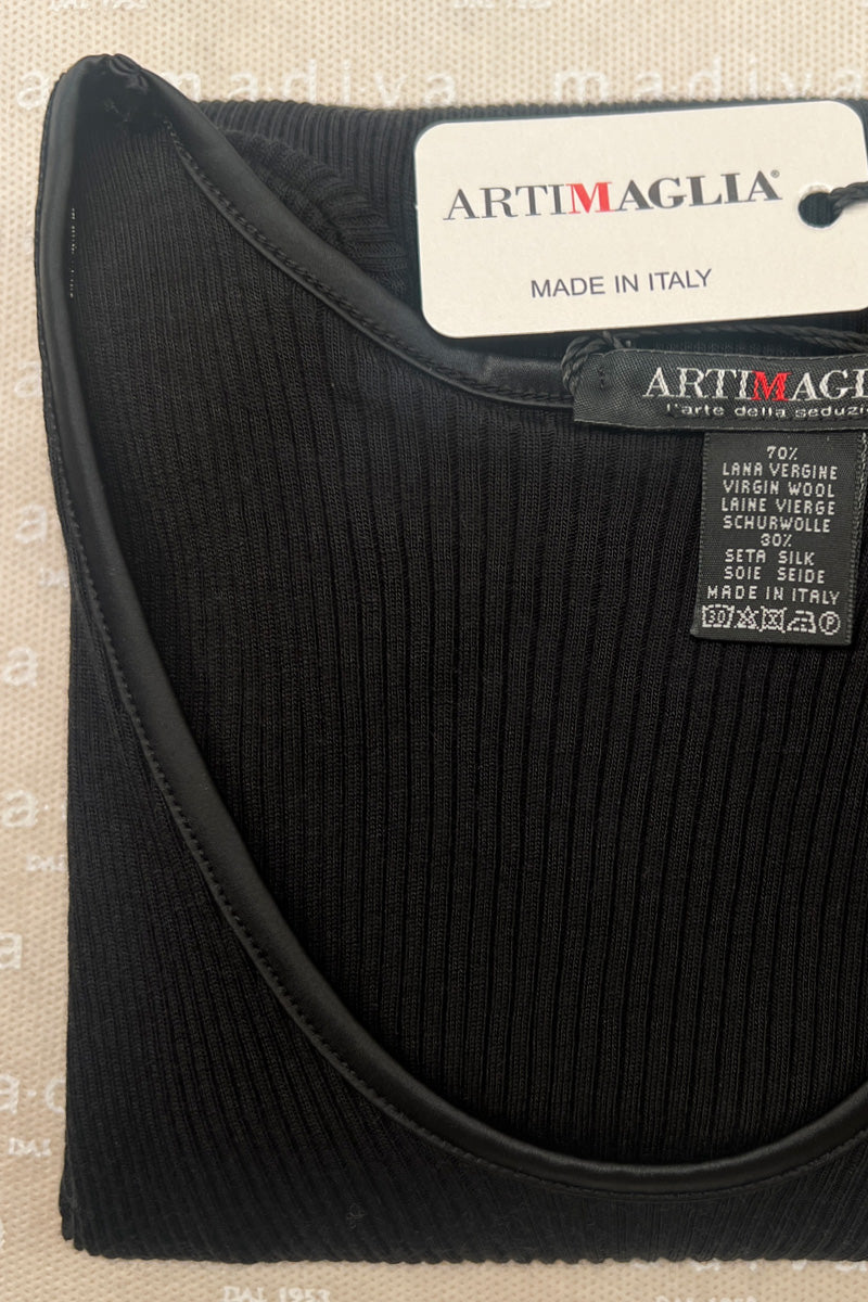 Maglia da donna 439 04 in lana seta -Manica lunga girocollo con bordo in raso extra soft CLASSIC