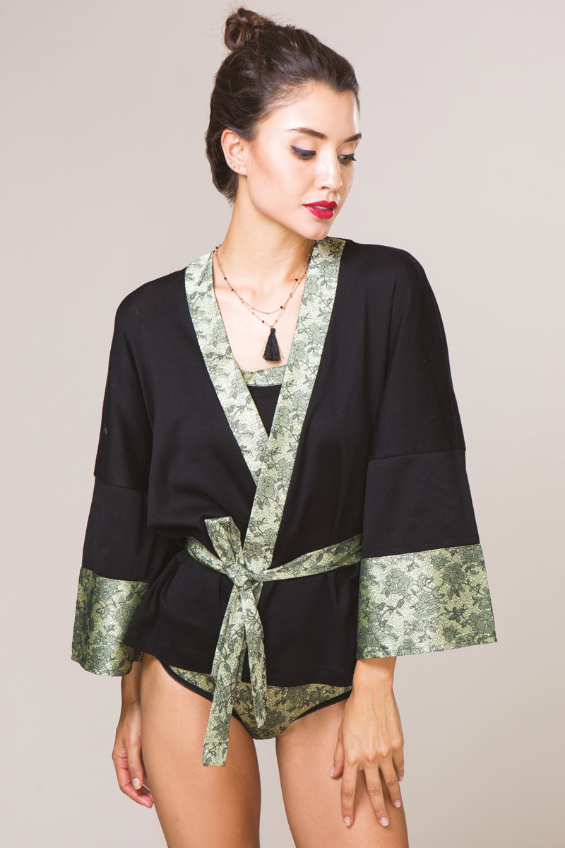 Kimono da donna 503 in raso - Kimono in cotone filoscozia e raso