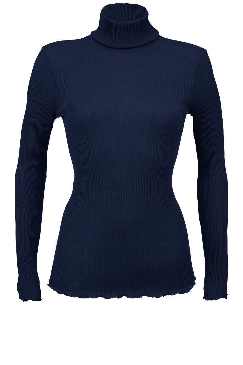 Amelie Long-sleeved Turtleneck -Ribbed Tubolar Wool Silk