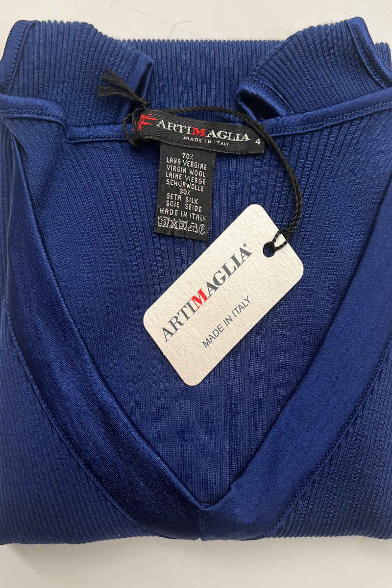 Canotta da donna 582 in lana merino e seta - Spalla larga e scollo a V