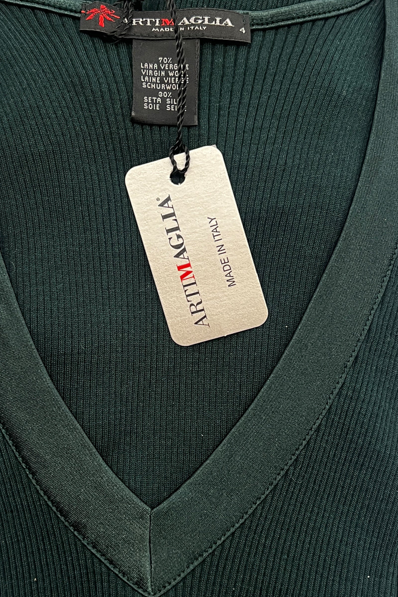 Maglia da donna 582 in lana seta - Manica lunga e scollo a V