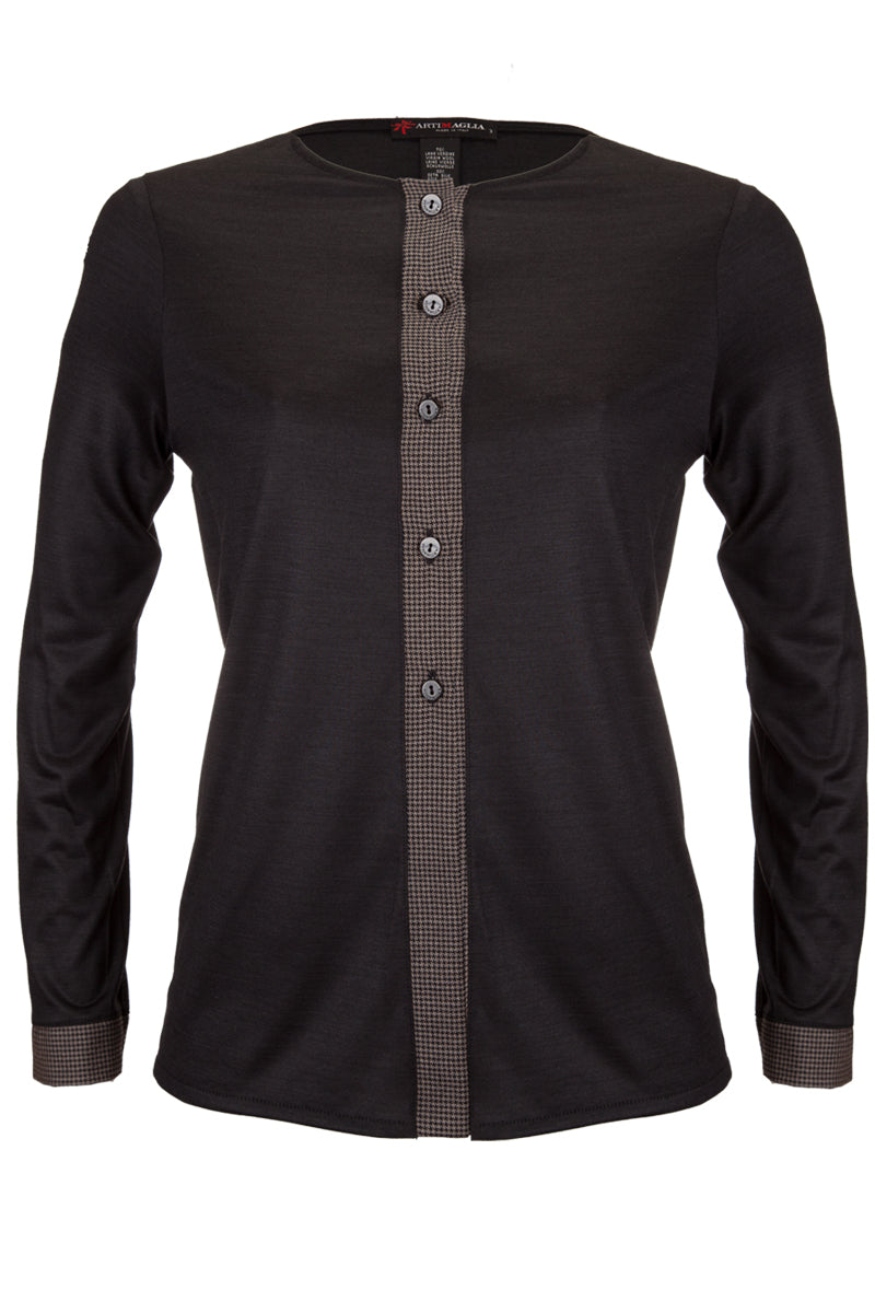Cardigan da donna 610 in lana merino e seta - Setoso e confortevole