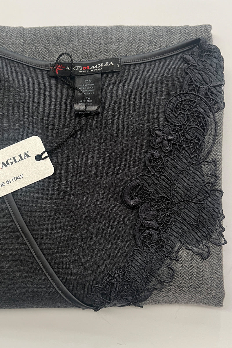 683 04 Long-sleeves V-neck - Tubolar Wool Silk