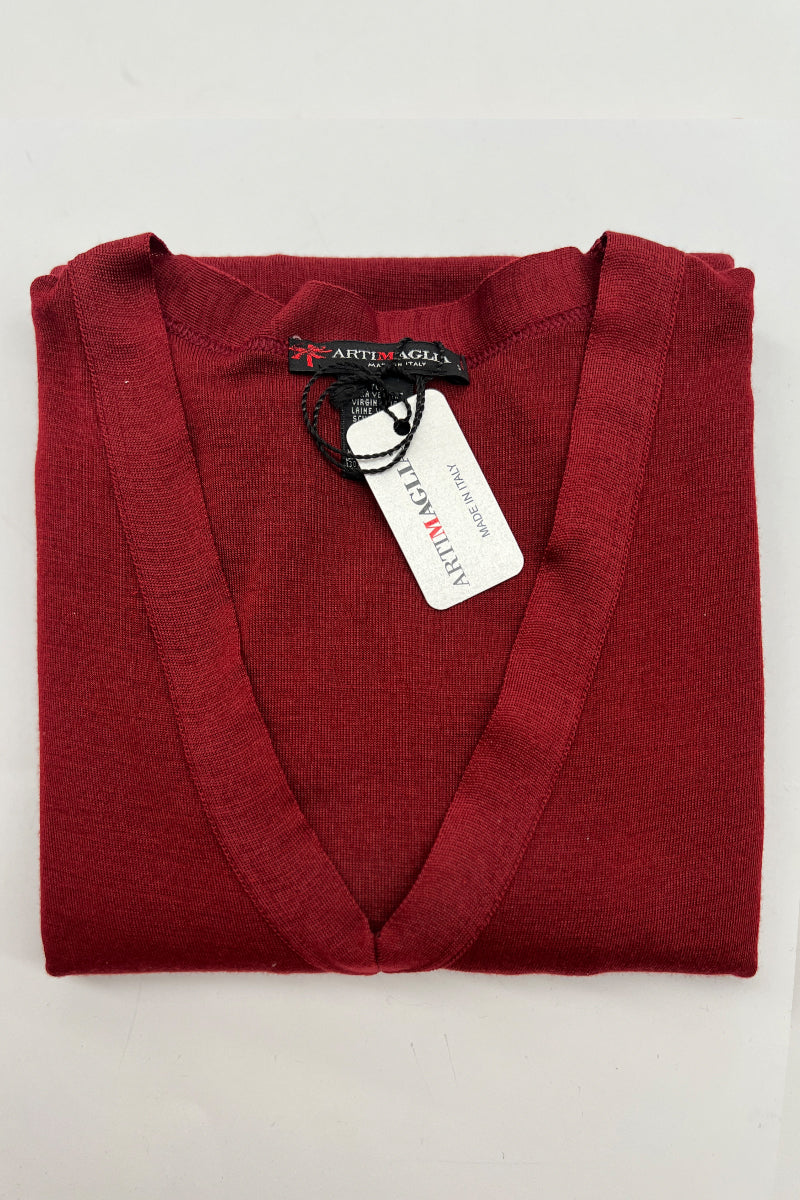 Maglia sottogiacca da donna 692 in lana seta - Scollo a V e finta in tessuto stesso