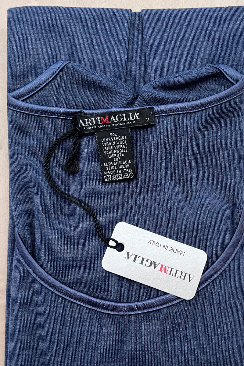 Maglietta mezza manica da donna 707 in lana seta - Mezza manica e bordo di raso ESCLUSIVA ONLINE