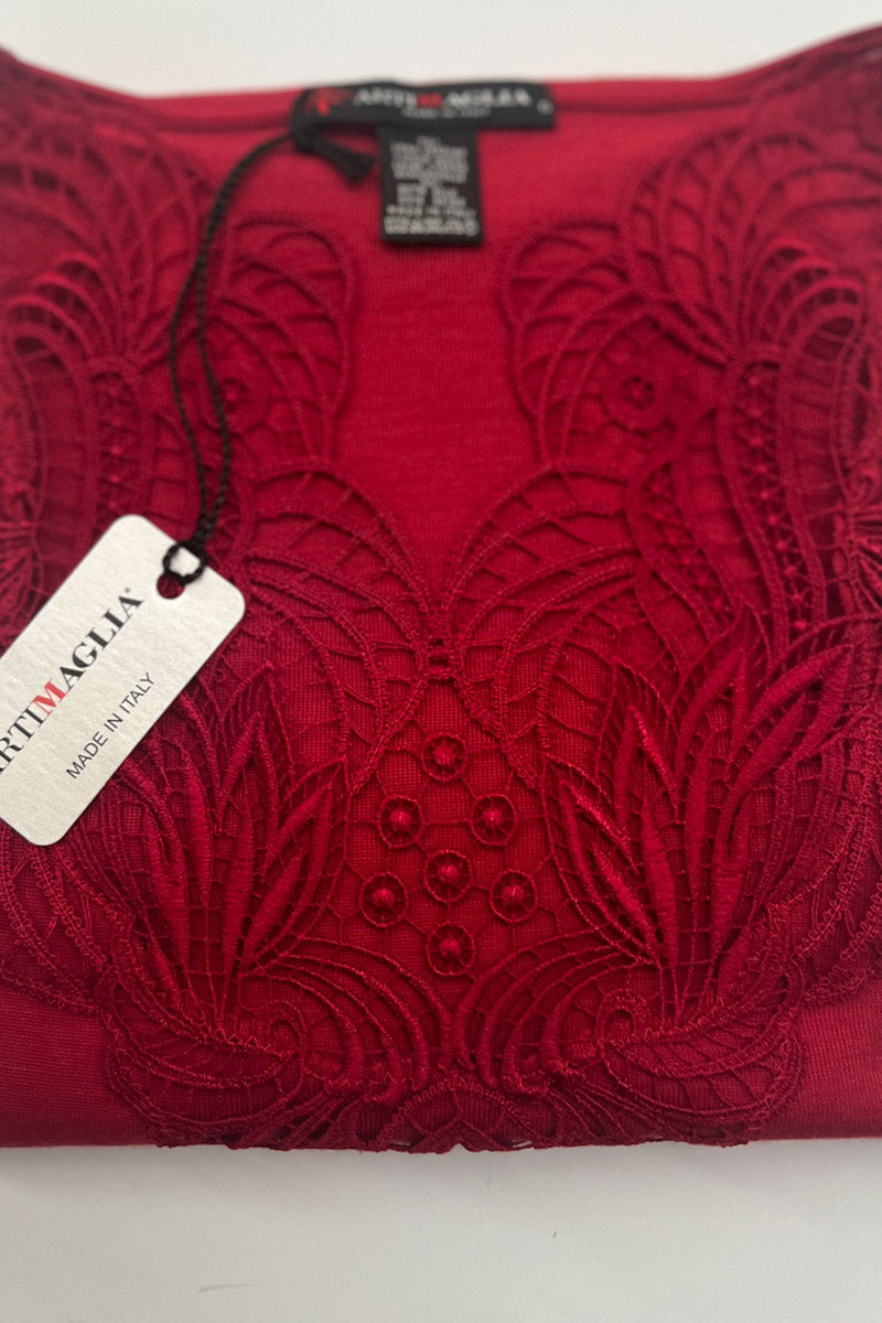 755 04 Bischoff retro style macramé wool silk sweater with long sleeves