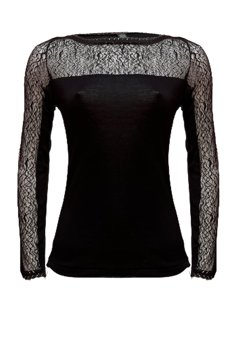 Women's long sleeve sweater 778 in silk wool - Very soft and warm with a woolly effect