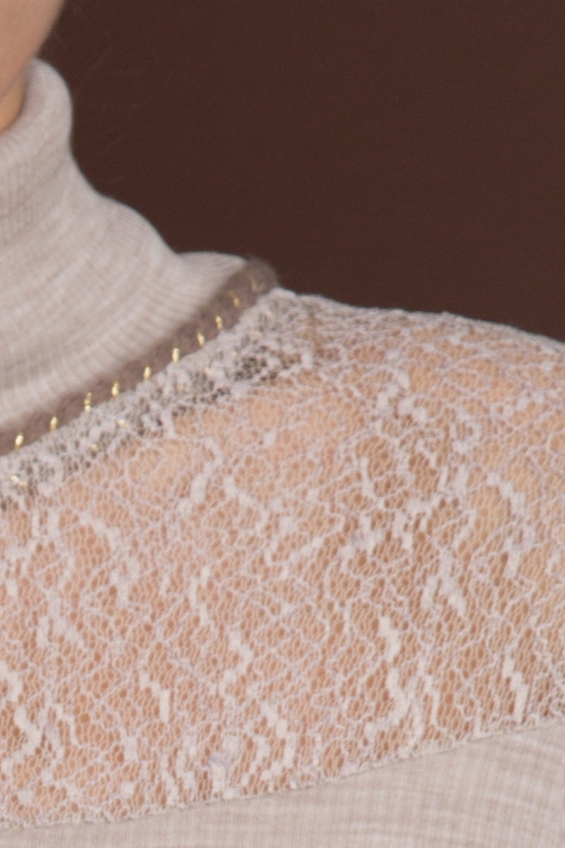 779 04 Long-sleeved body in wool, silk and wool-effect leize