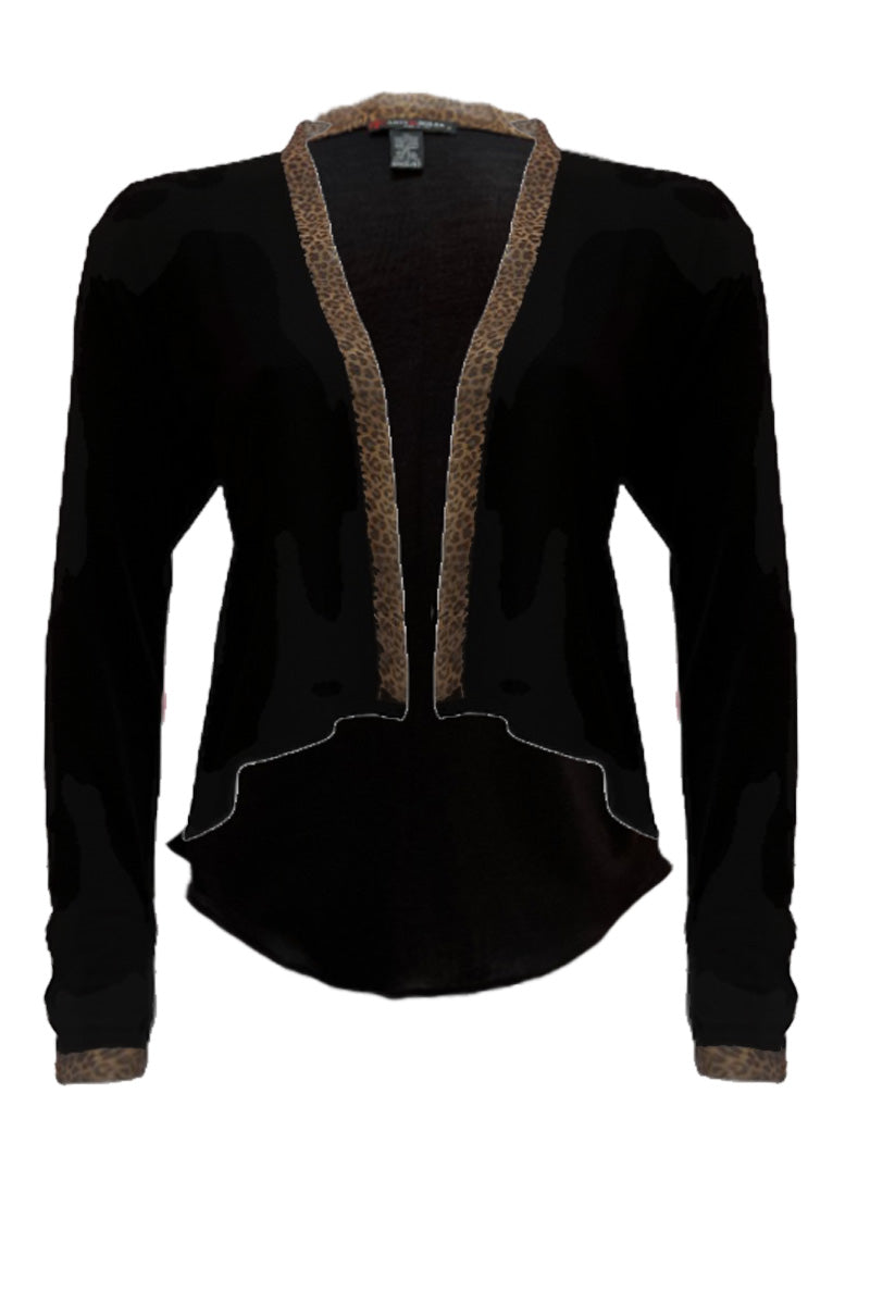 Cardigan da donna 786 in lana seta - Manica lunga e bordo in organza stampata