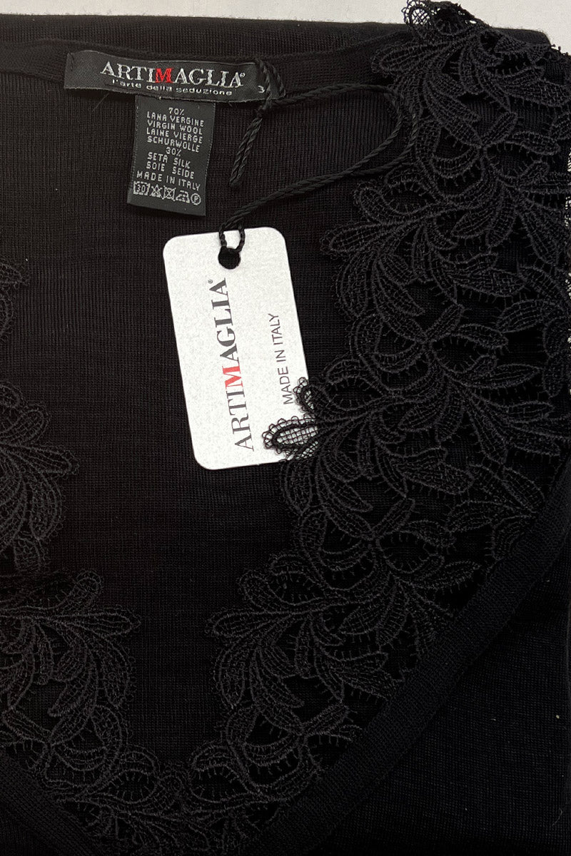 Maglia sottogiacca da donna 806 in lana seta - Manica lunga e scollo a V
