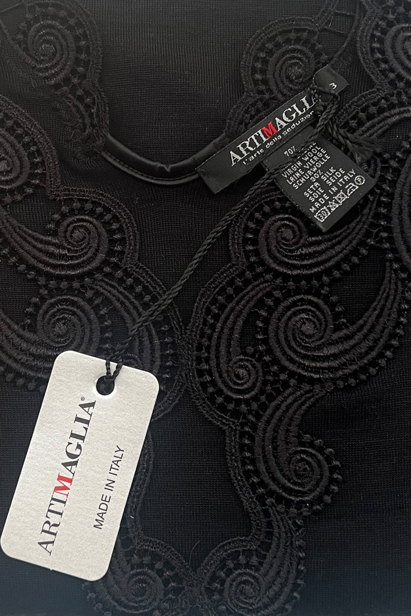 Maglia sottogiacca da donna 812 in lana merino e seta - Manica lunga e scollo a V