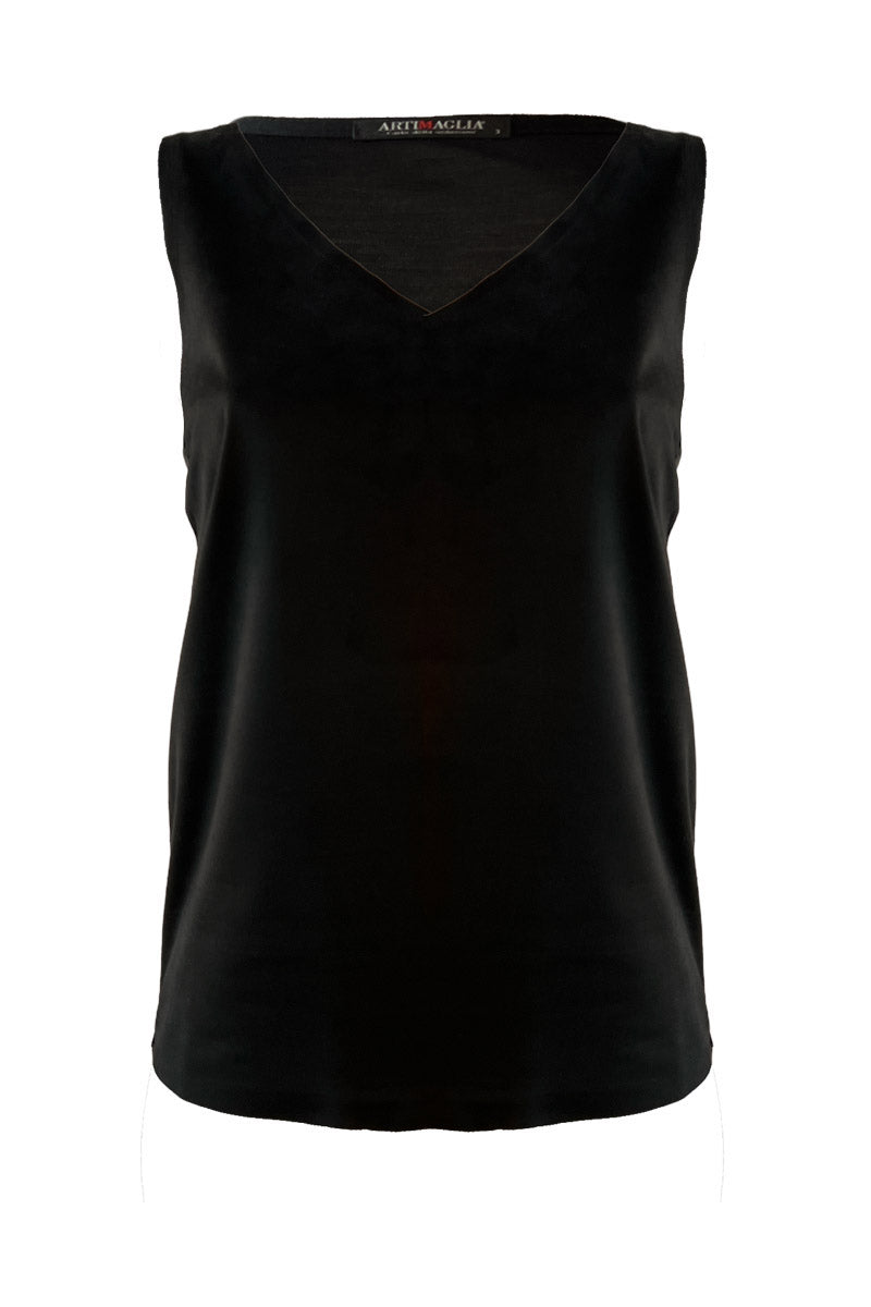 Women's corset 815 in wool silk - Wide shoulder and V-neck