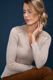 Maglia sottogiacca da donna 815 in lana seta - Manica lunga e scollo a V