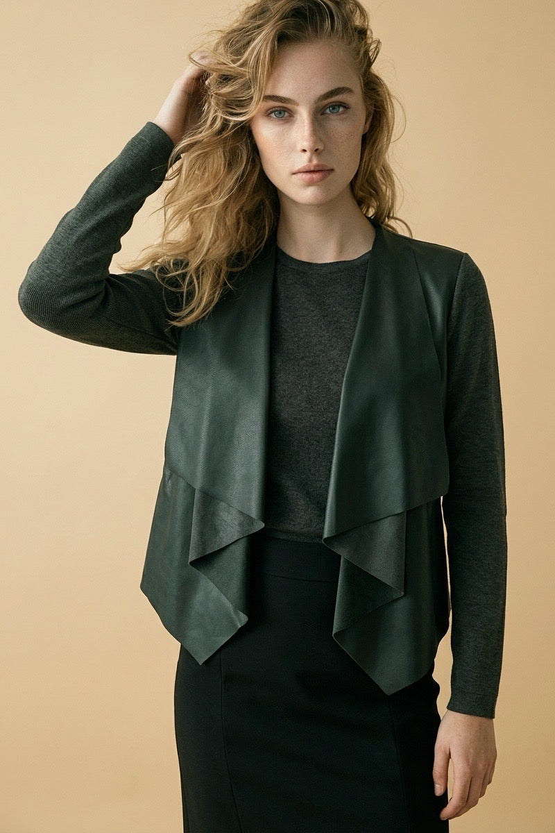 Giacca da donna in eco-pelle e lana seta