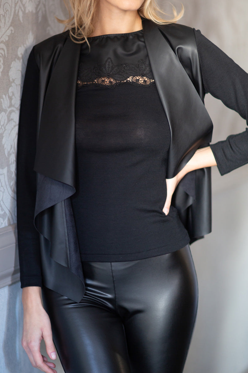 Giacca da donna in eco-pelle e lana seta