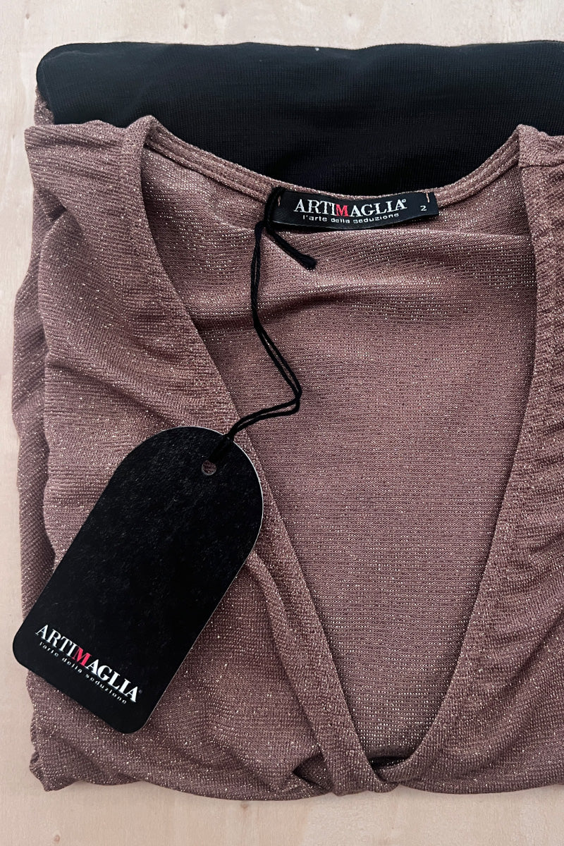 Women's sweater 774 in merino wool and silk - Long sleeve and lace detail