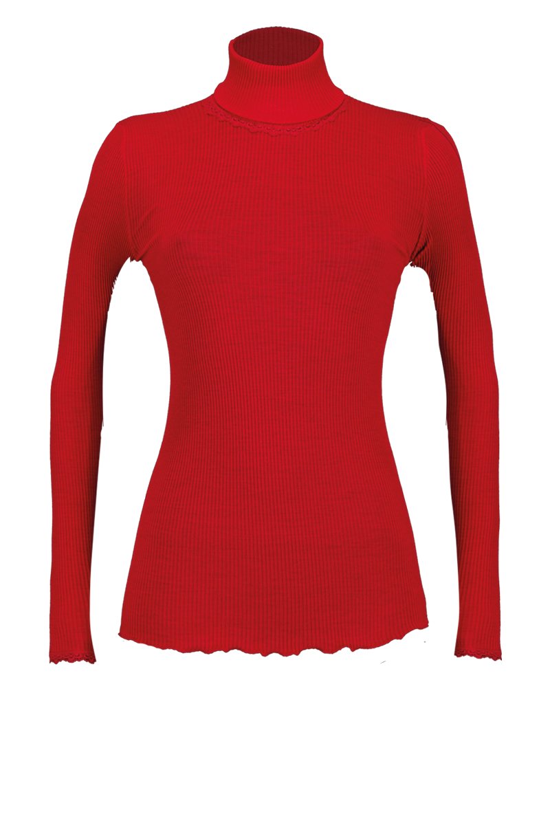 Amelie Long-sleeved Turtleneck -Ribbed Tubolar Wool Silk