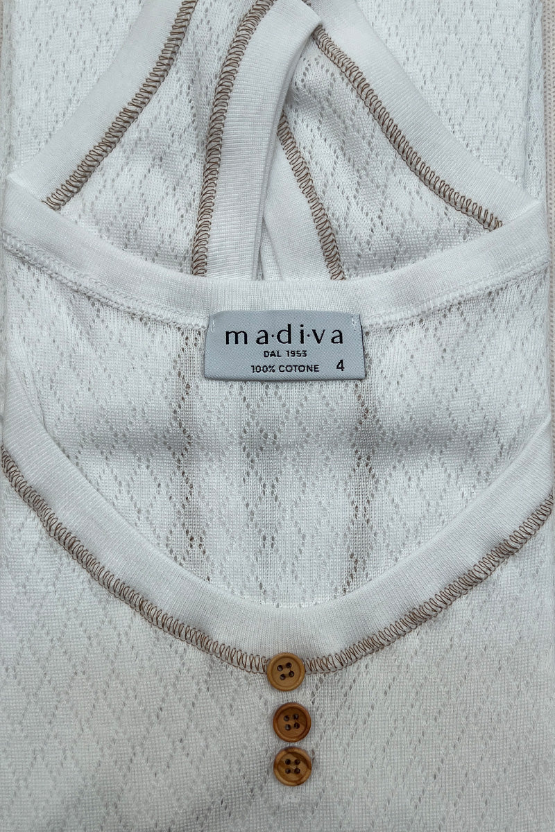 Women's tank top Corinne in textured cotton - Wide shoulder Fully made in Italy and machine washable at 30°