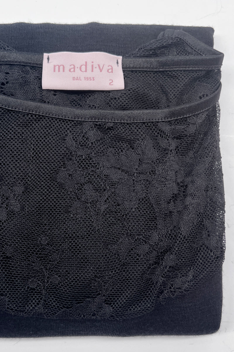 Maglia manica lunga donna Edith・ in lana seta - Girocollo con laize di pizzo