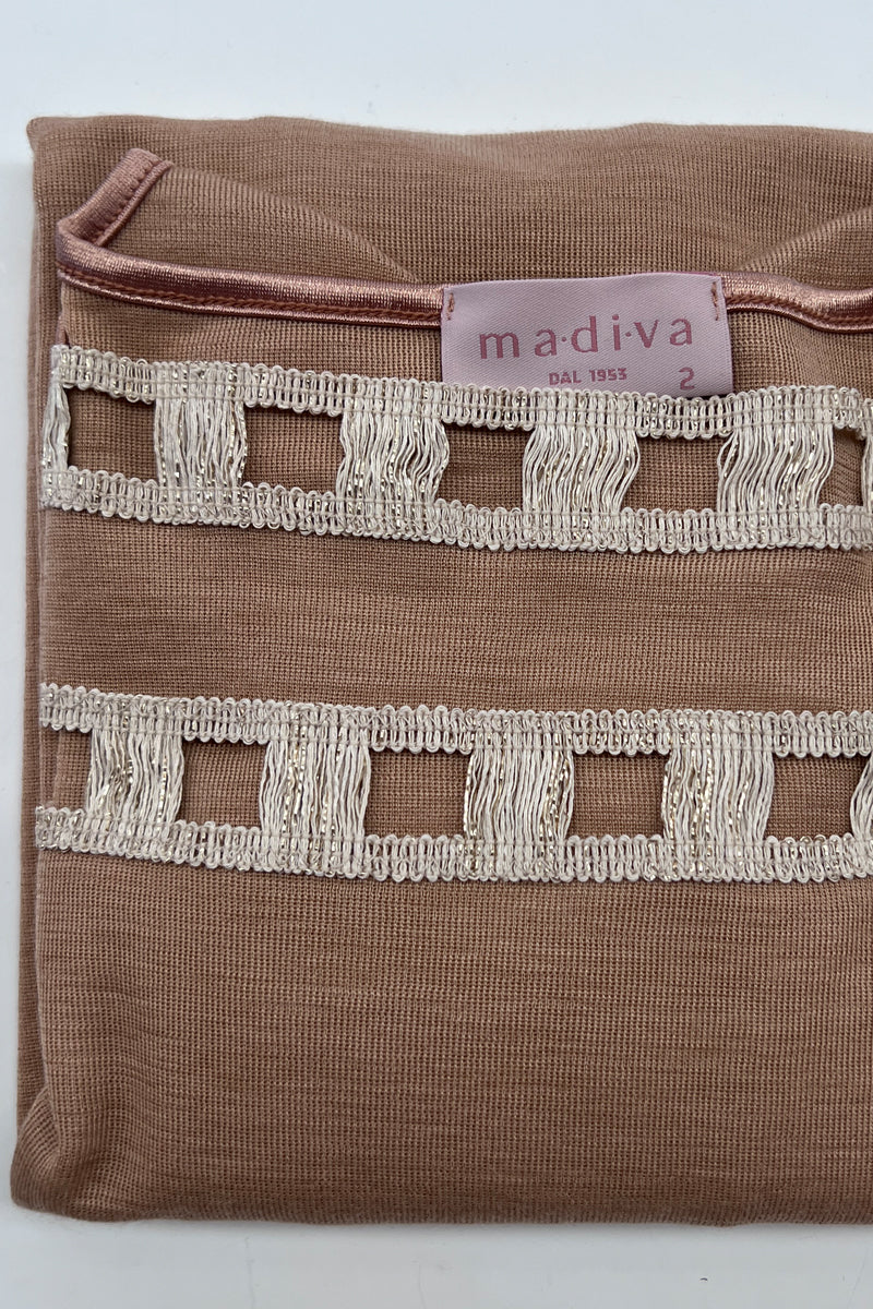 Maglia lupetto da donna Fosca- in lana seta - Morbido e caldo con fettuccia macramè (Copia)
