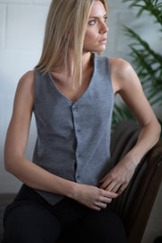 Women's Peaky Wool Silk Gilet - Elegant, Refined, and Unique