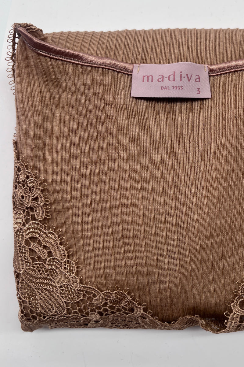 Maglia da donna Linda・Manica in lana seta - Manica lunga e macramè raffinato