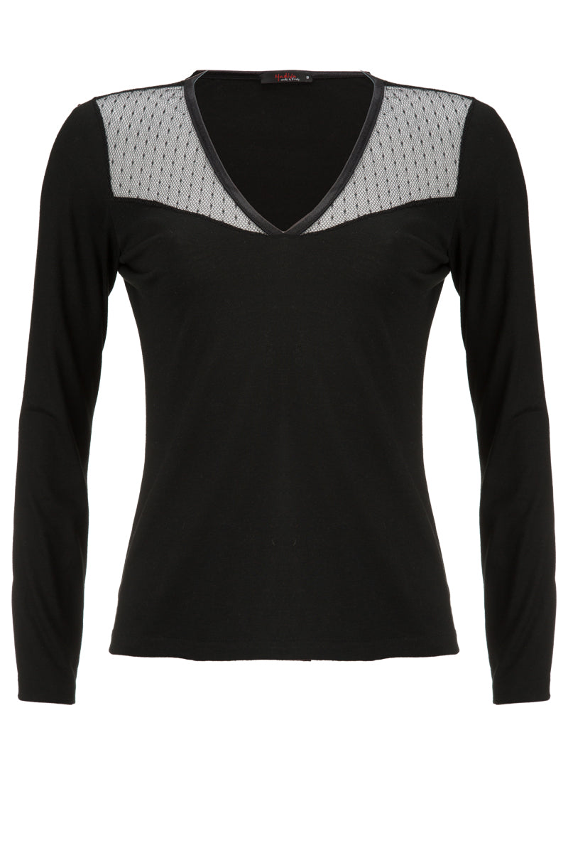 Maglia da donna Luce in Cotone Modal e Lycra - Manica lunga e scollo a V