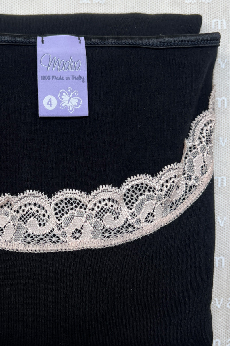 Maglia intima da donna Marlene in caldo cotone - Manica lunga girocollo con pizzetto elastico a contrasto