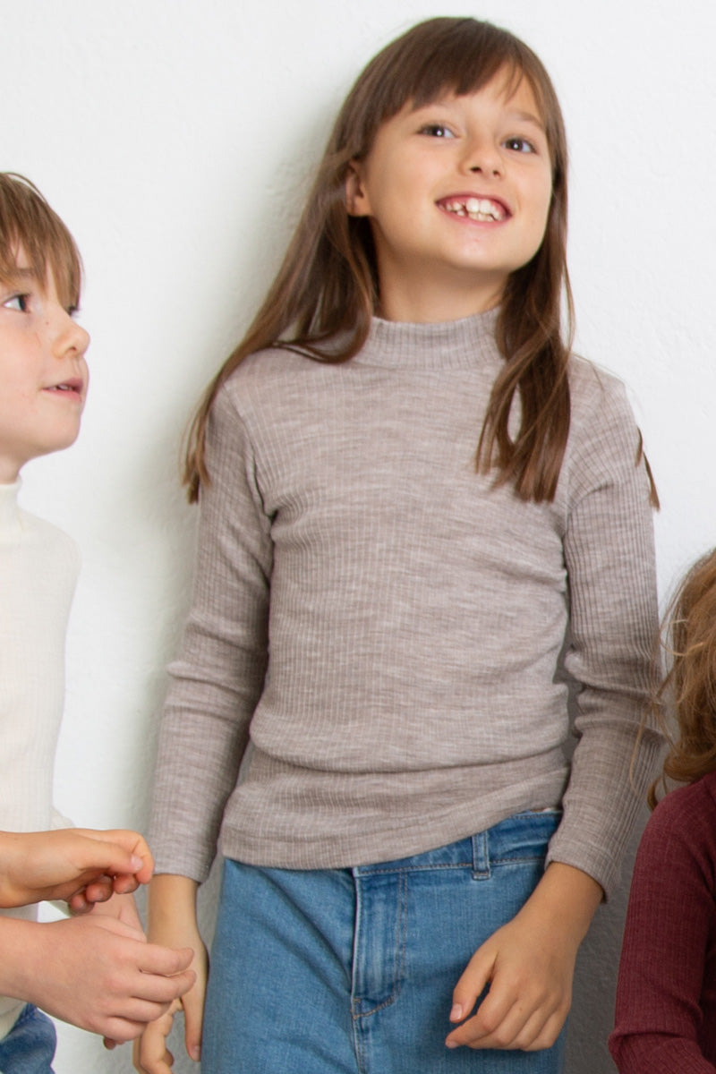 Maglia lupetto bambino Olly in lana seta - Delicata sulla pelle e perfetta da indossare sotto una felpa