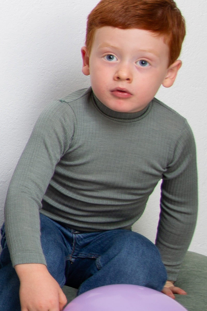 Maglia lupetto bambino Olly in lana seta - Delicata sulla pelle e perfetta da indossare sotto una felpa
