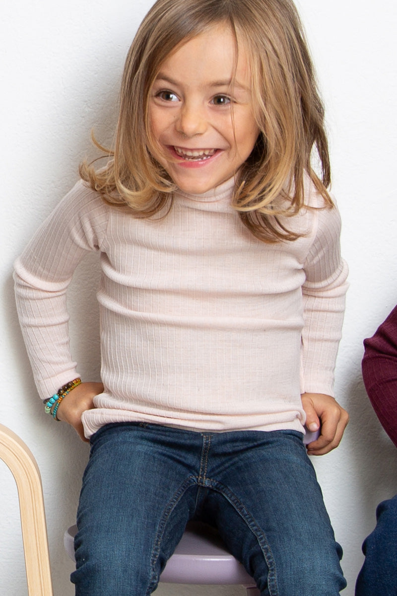 Maglia lupetto bambino Olly in lana seta - Delicata sulla pelle e perfetta da indossare sotto una felpa