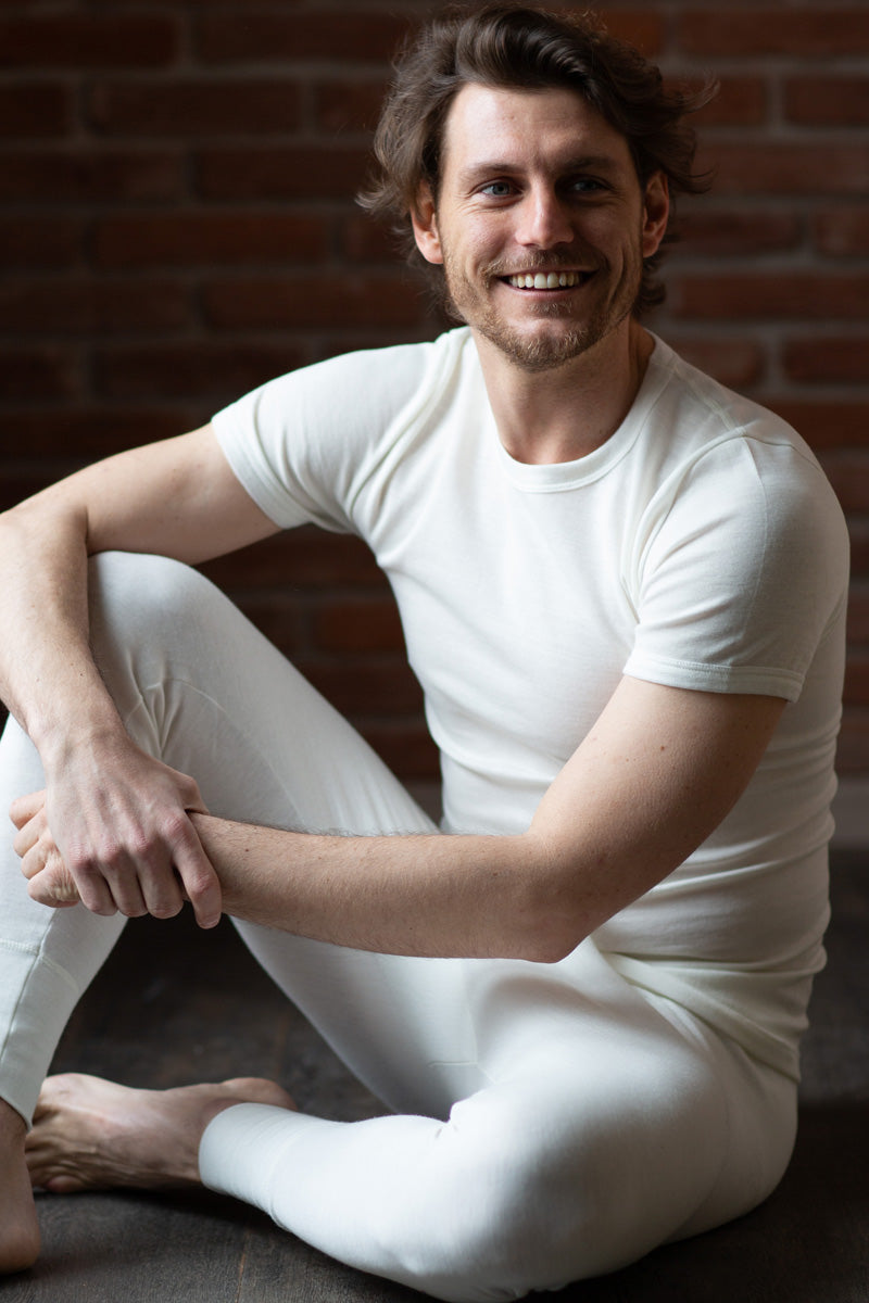 Maglietta intima da uomo Vulcano in cotone e lana - Mezza manica e tessuto DOUBLE