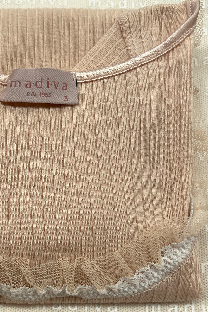 Maglia da donna Ada in lana seta - Manica lunga con Pizzetto tulle e tessuto plissé