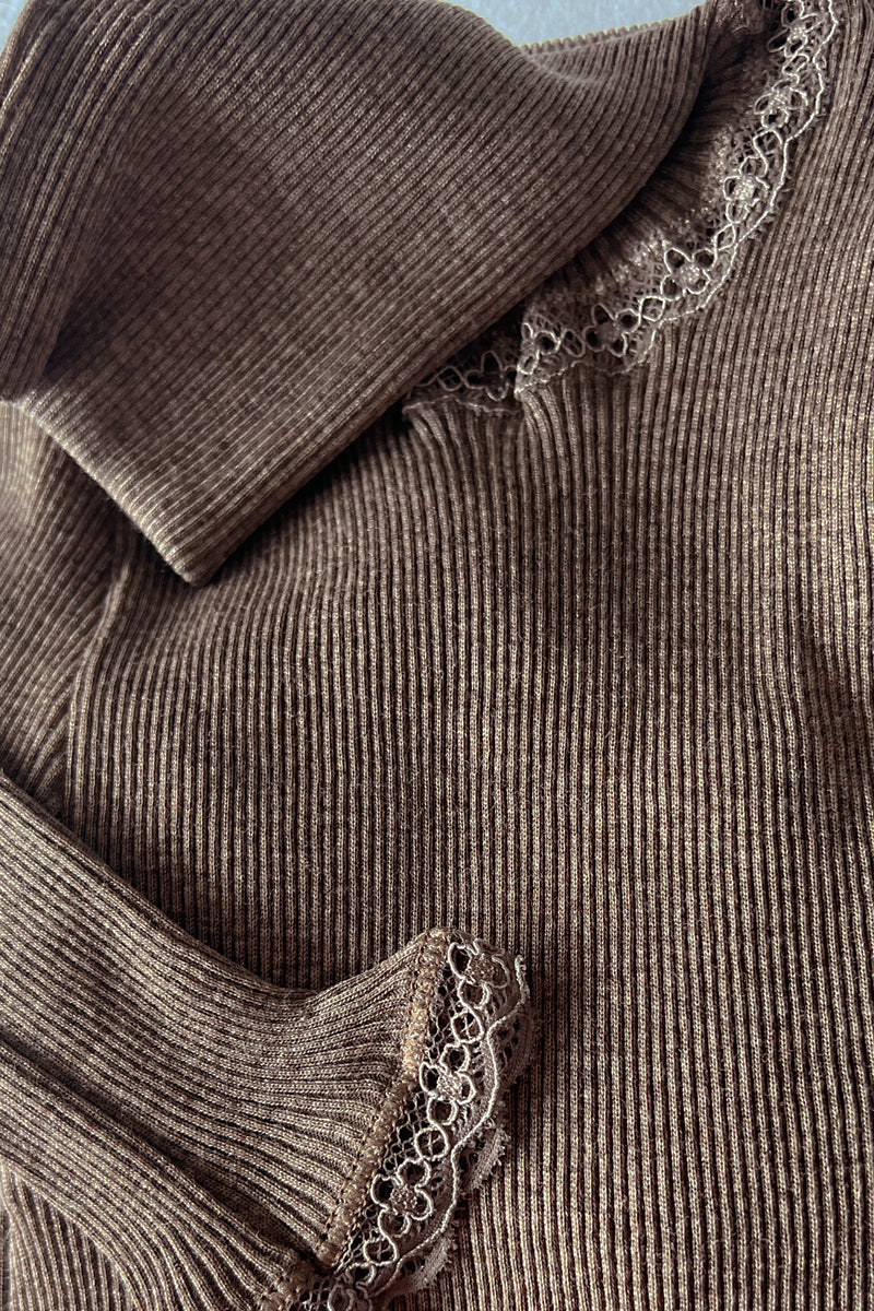 Amelie Long-sleeved Turtleneck -Ribbed Tubolar Wool Silk