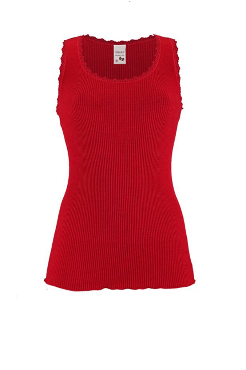 Canotta da donna Amelie in lana seta - Spalla larga e pizzetto elastico CLASSIC