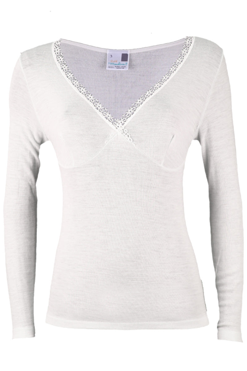 Manica lunga da donna Anemone in pura lana vergine con reggiseno- Tubolare leggero e trattamento irrestringibile