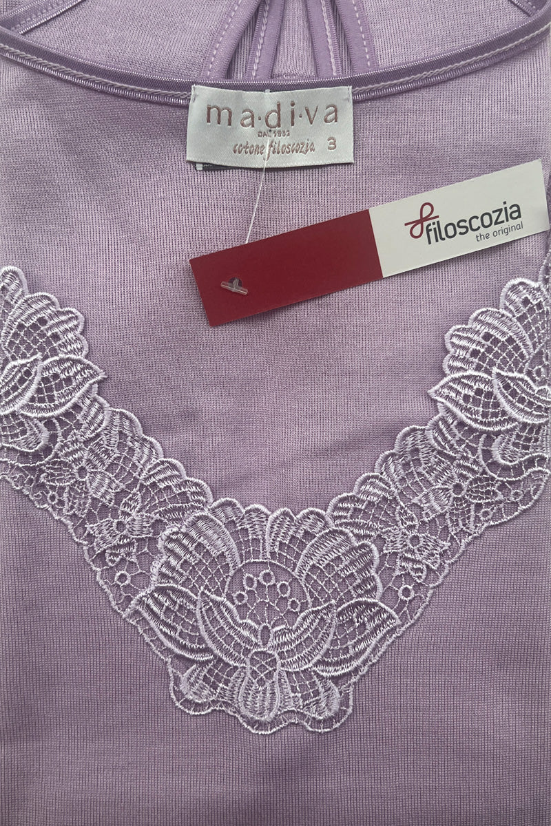 Maglietta da donna Angel in cotone - Mezza manica con inserto macramé