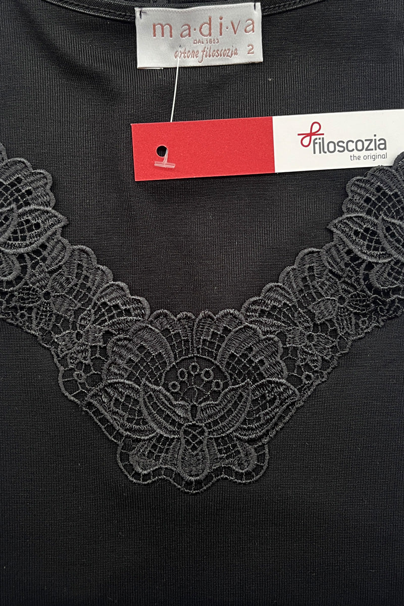 Maglietta da donna Angel in cotone - Mezza manica con inserto macramé