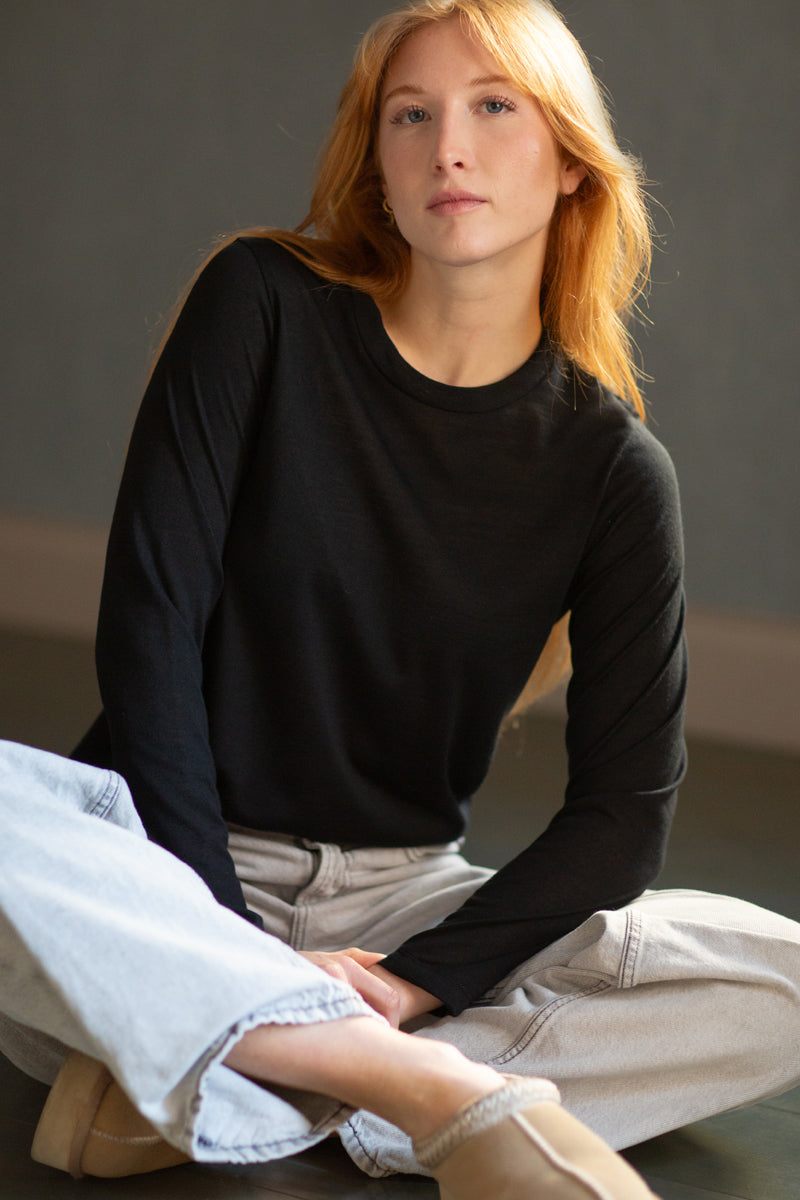 Maglia da donna Cami in microfibra e lana - Manica lunga e ideale per mezze stagioni