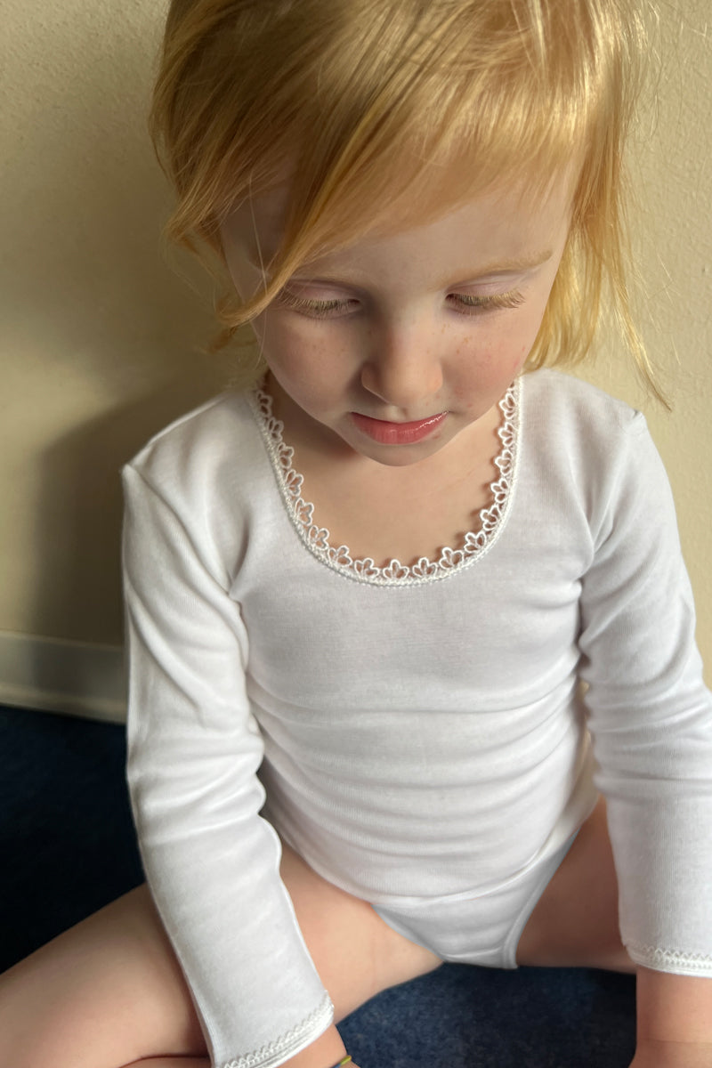 Maglia manica lunga bambina Carlotta in cotone garzato - Estrema traspirabilità e finiture curate