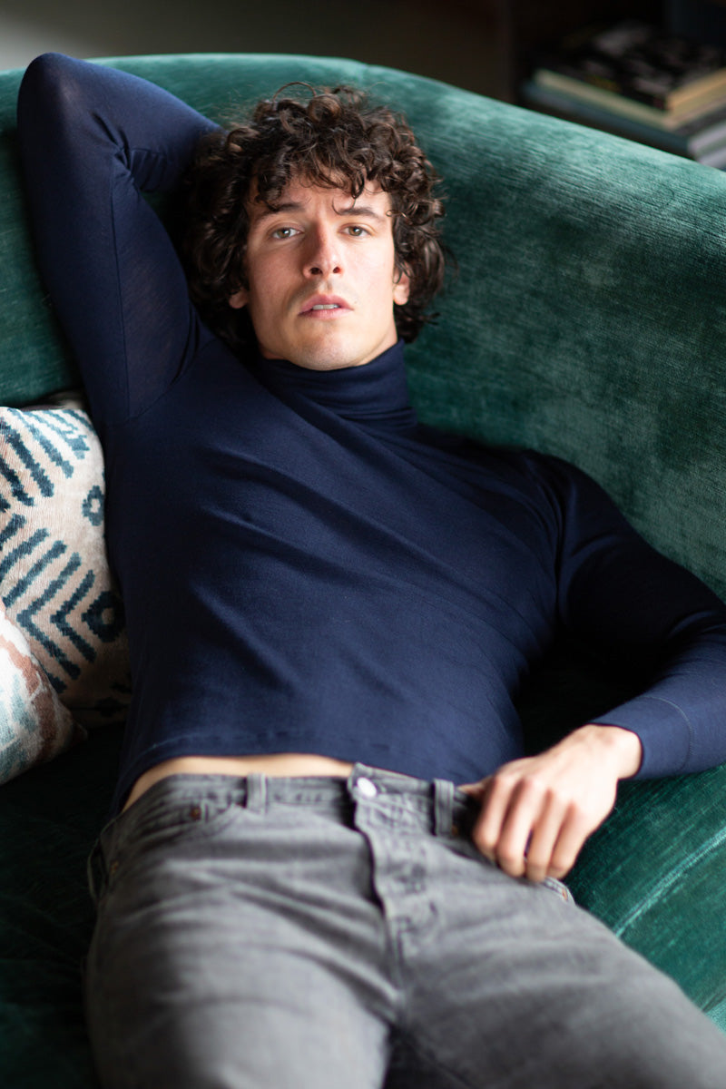 Maglia dolcevita da uomo Cervino in lana merino e seta - Lavabile in lavatrice a 30° e interamente realizzato in Italia