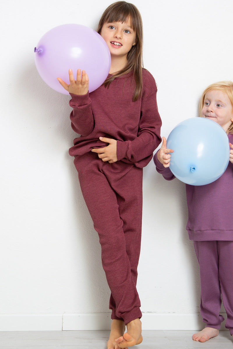 Pigiama bambini due pezzi Coccola in lana merino e seta - Caldo e confortevole
