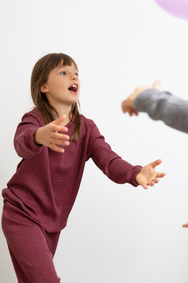 Pigiama bambini due pezzi Coccola in lana merino e seta - Caldo e confortevole